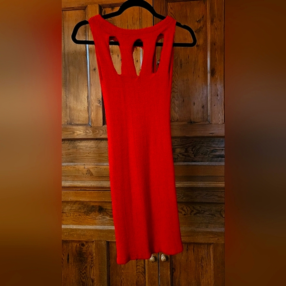 1980's East Village bodycon red cut out mini dress. Size small. Made in England.